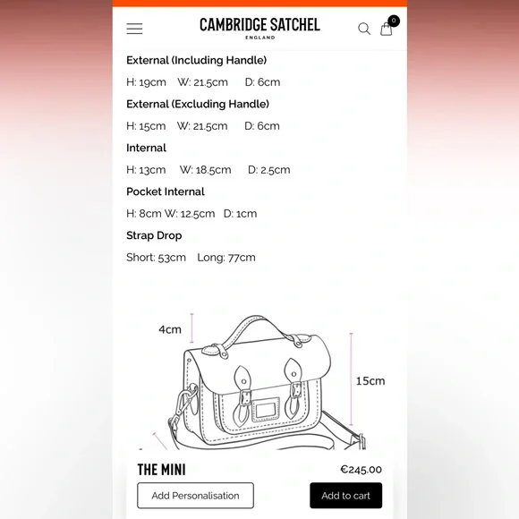 The Cambridge Satchel Co. Crossbody The‎ Tiny- New with tags - Picture 12 of 16
